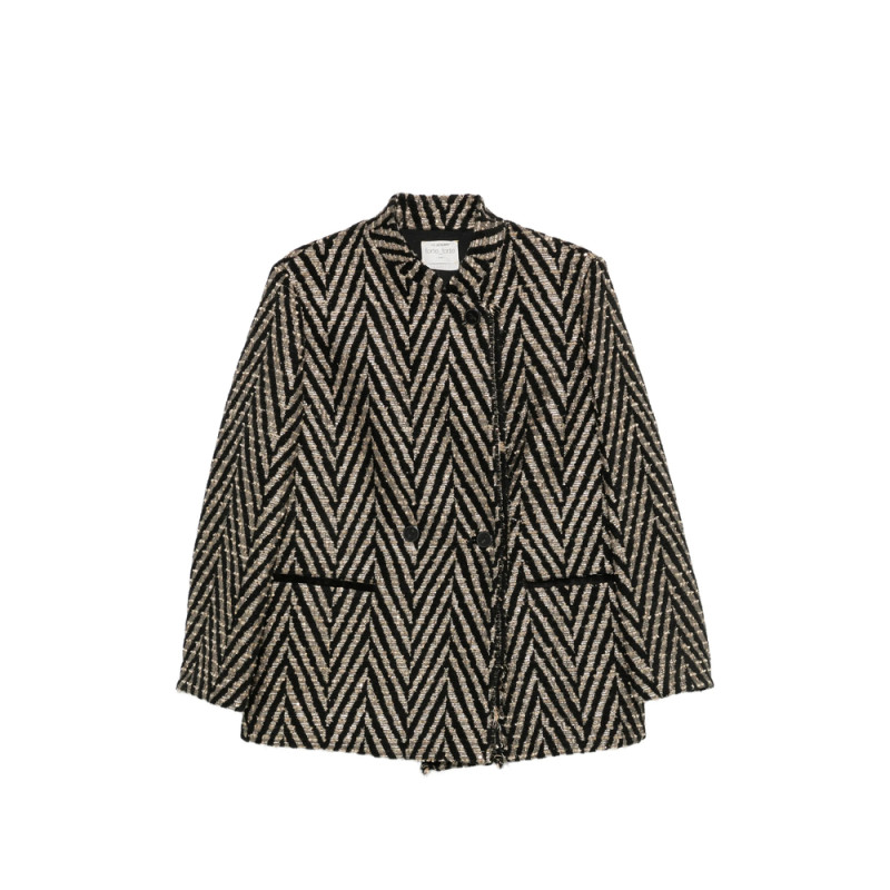 Forte Forte Chevron-pattern Double-breasted Coat