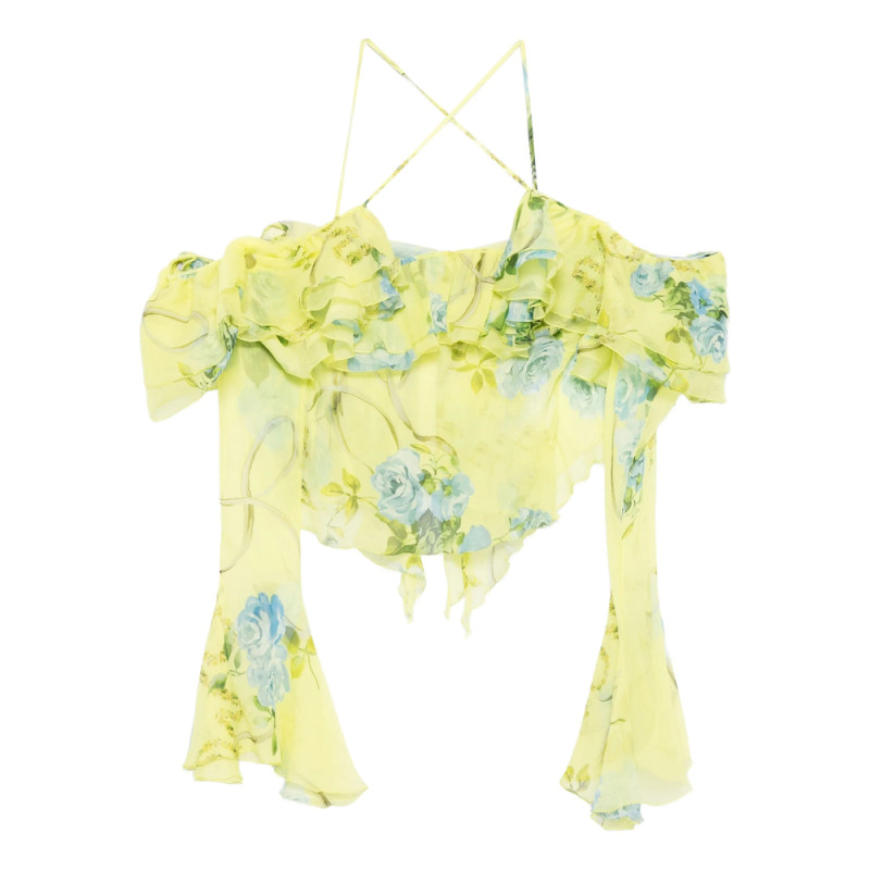Blumarine Floral-print Ruffled Blouse