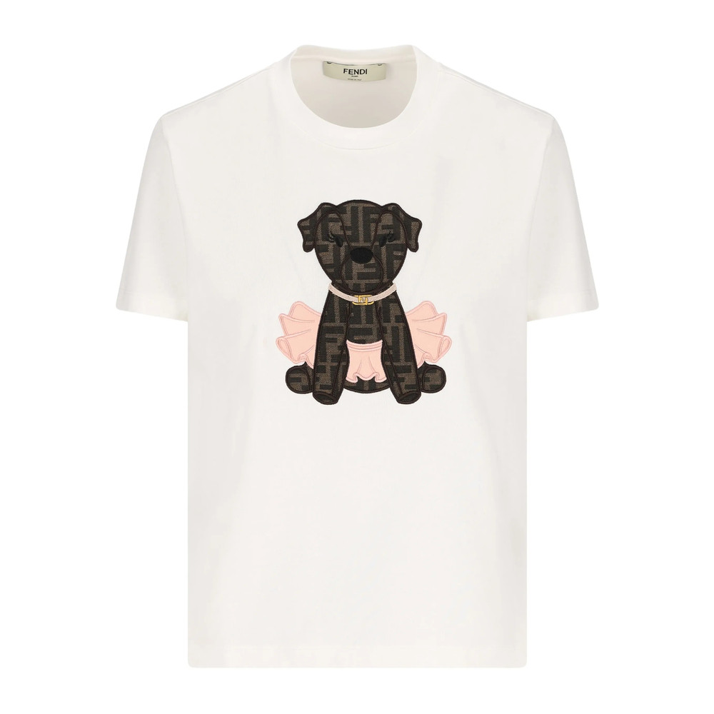 Fendi Fendi Itina Dog-appliqué T-shirt
