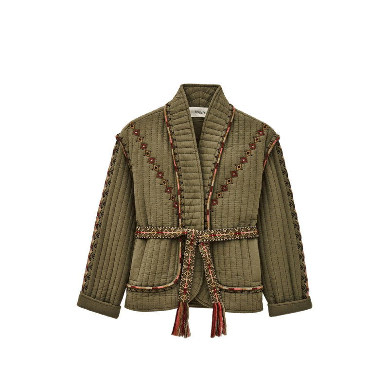 Ba & sh Cocoon Quilted Embroidered Jacket