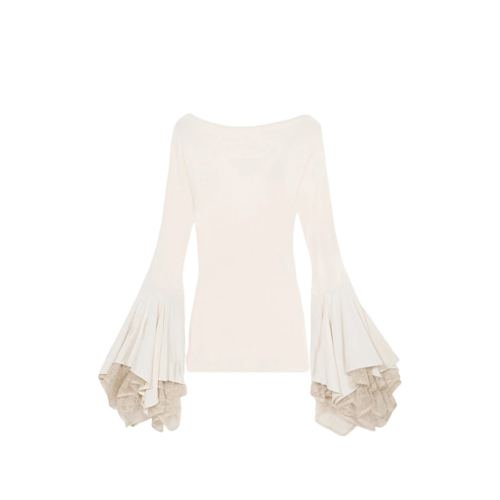 Blumarine Lace Flared-sleeve Mini Dress