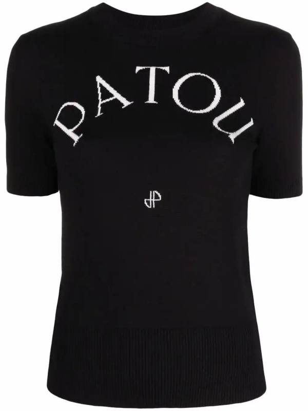 logo-jacquard knitted top