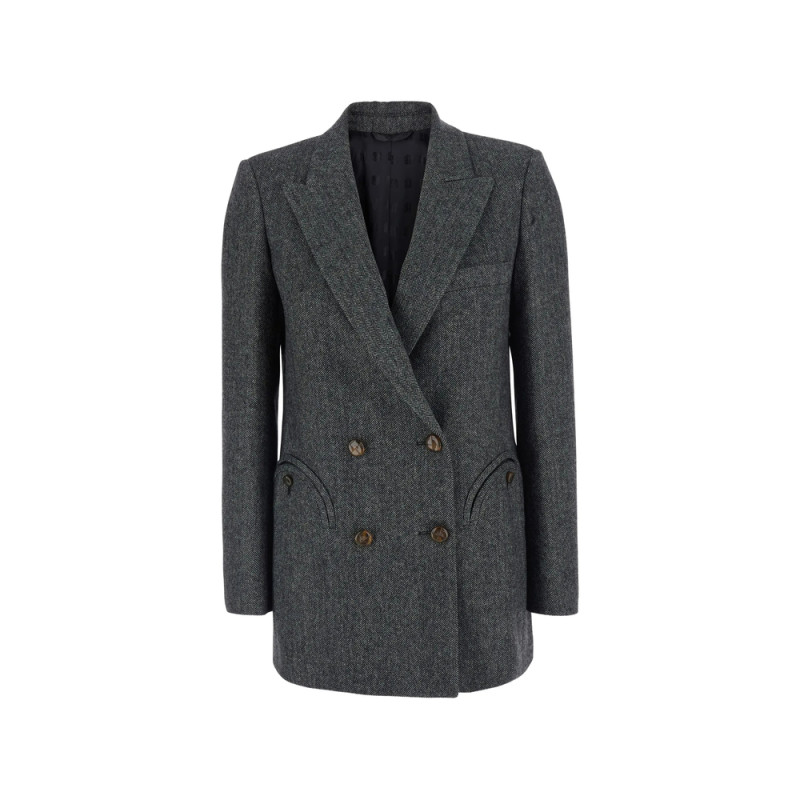 Blazé Milano Herringbone-pattern Double-breasted Blazer