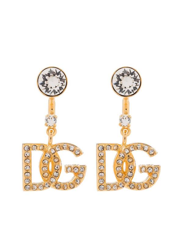 rhinestone-embellished D & G earrings