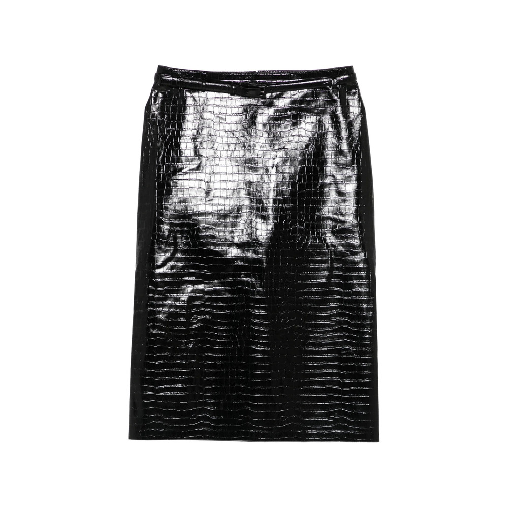 Tom Ford Exotic Printed Calfskin Pencil Skirt With Belt Detail