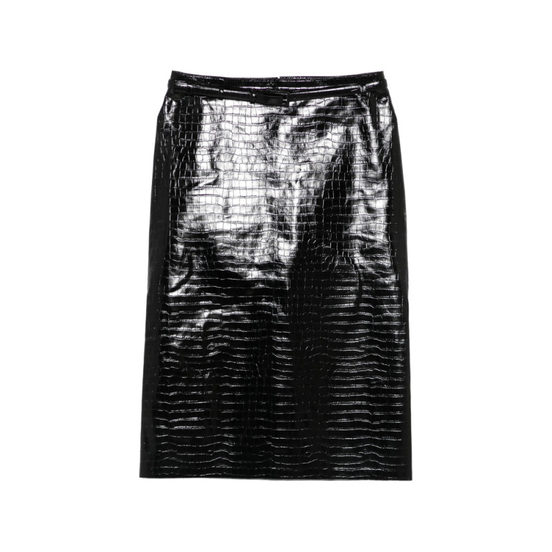 Tom Ford Exotic Printed Calfskin Pencil Skirt With Belt Detail