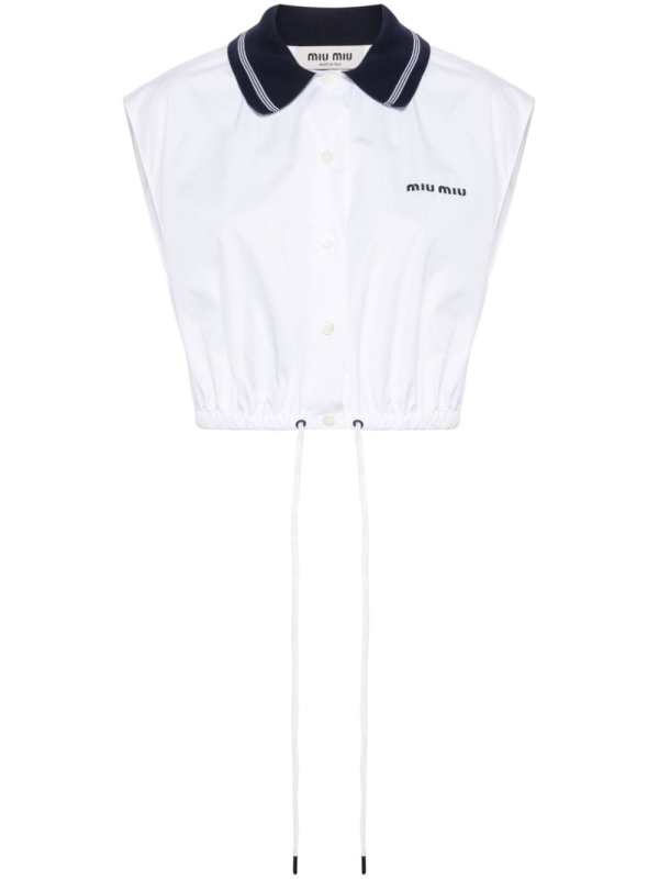logo-embroidered poplin cropped shirt