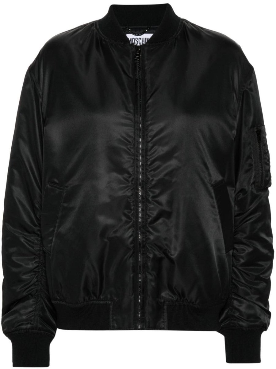 text-embroidered bomber jacket