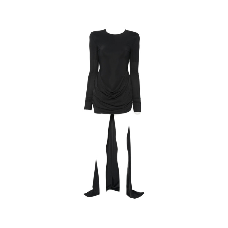 Amazuin Draped Long-sleeve Mini Dress