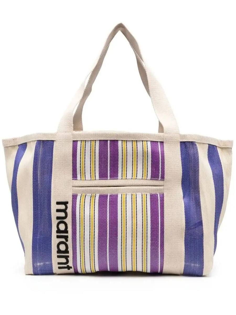 stripe pattern canvas tote bag