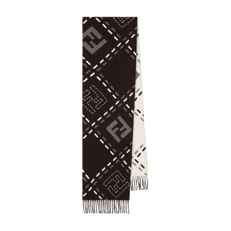 Fendi Logo-jacquard Fringed Scarf