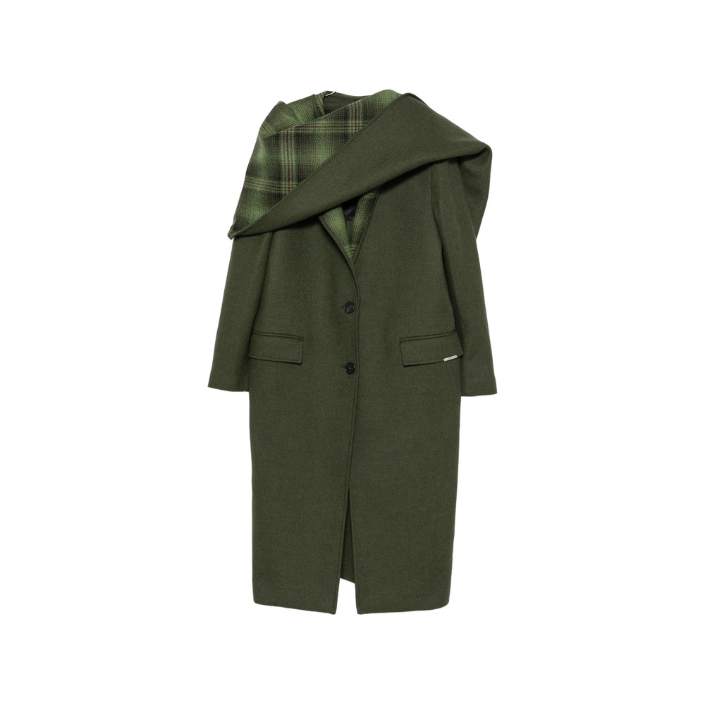 The Attico Scarf-detail Check-pattern Coat