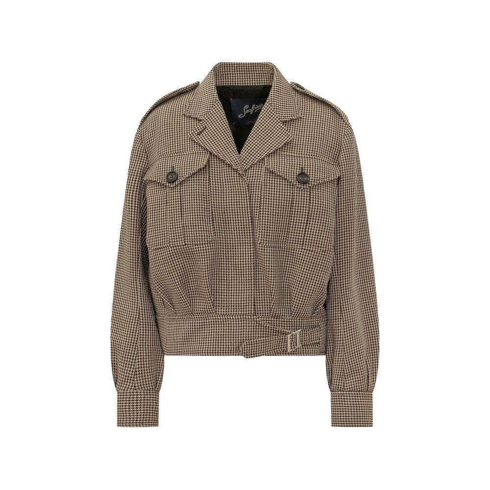 Seafarer Houndstooth-pattern Belted Jacket