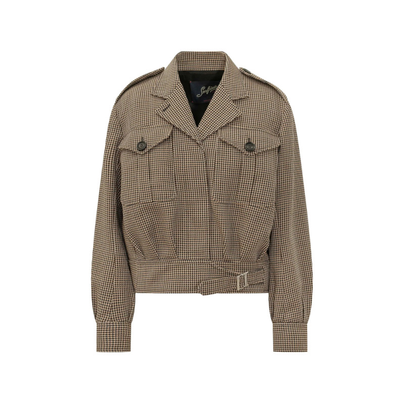 Seafarer Houndstooth-pattern Belted Jacket