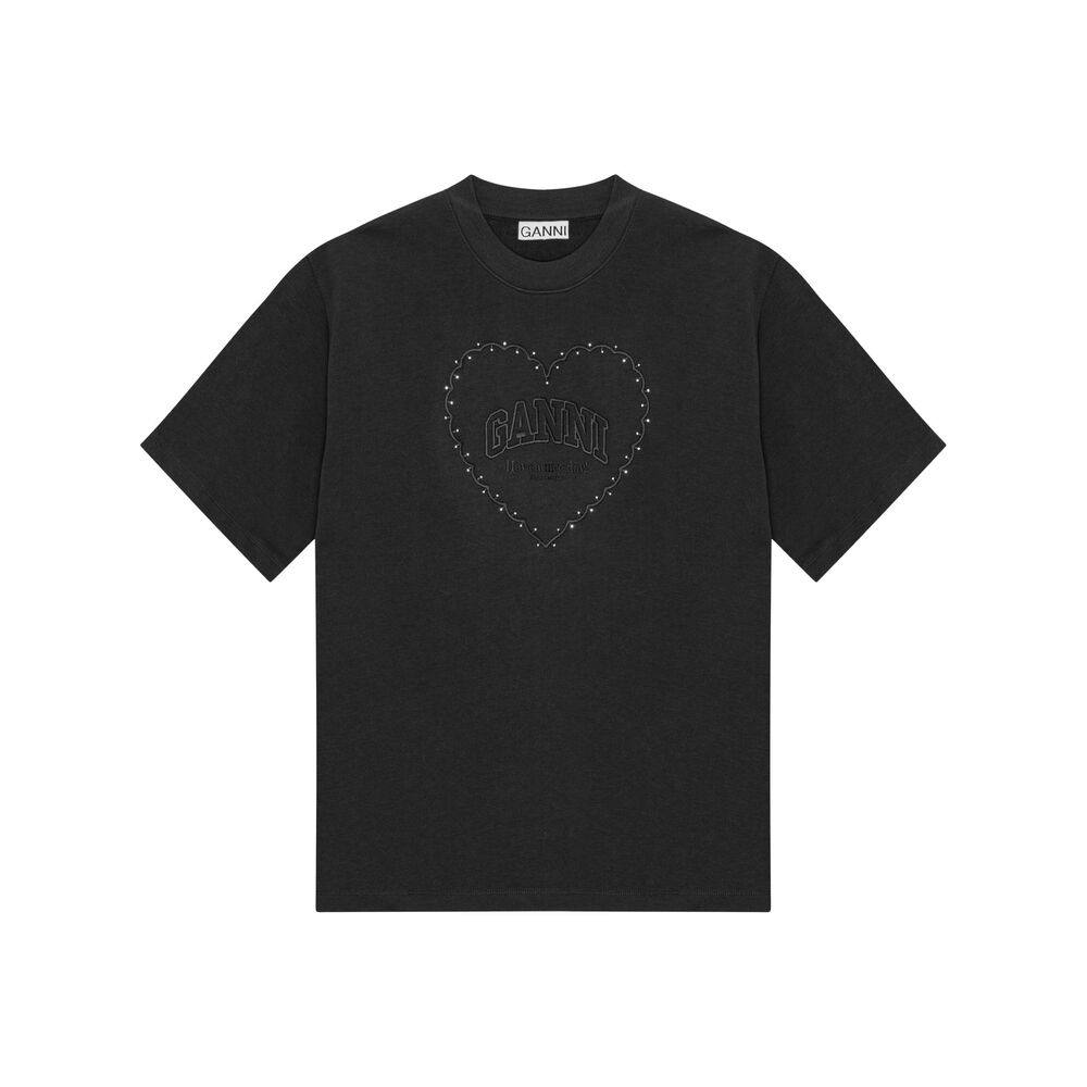 Ganni Logo Appliqué Cotton T-shirt
