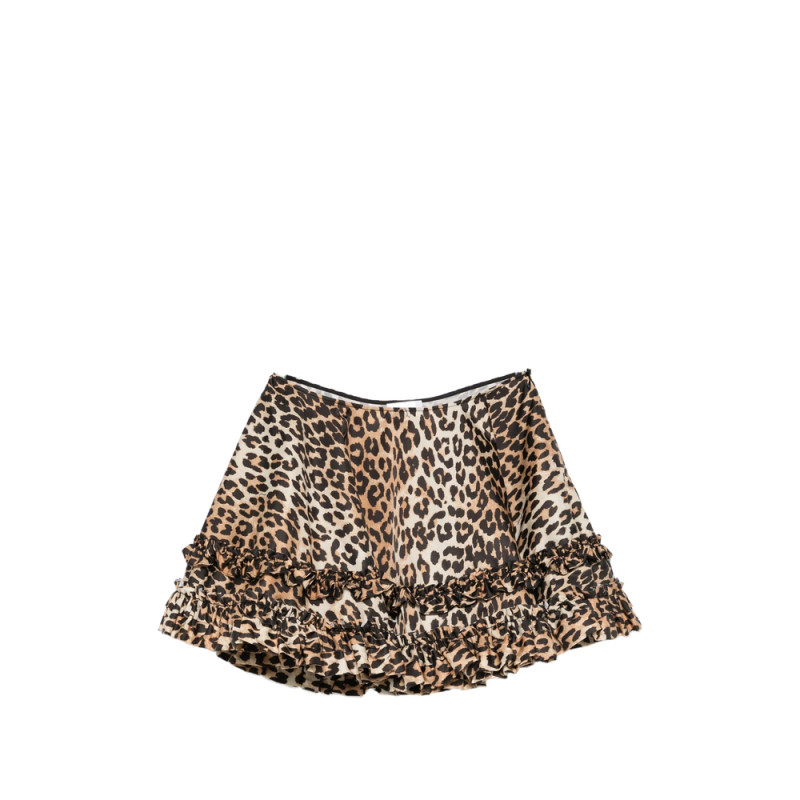 Ganni Ruffled Leopard-print Mini Skirt
