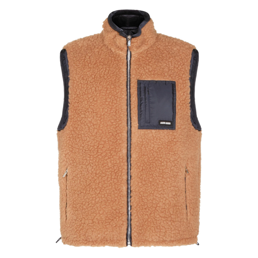 Miu Miu Teddy Zip Pocket Gilet Coat