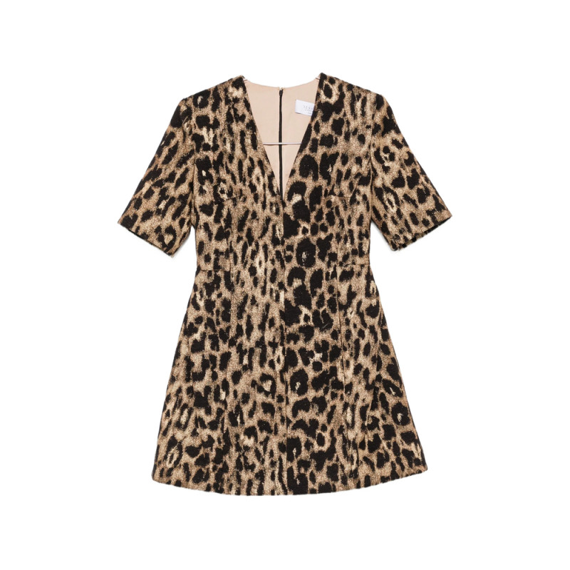 De Santis Leopard-print V-neck Mini Dress