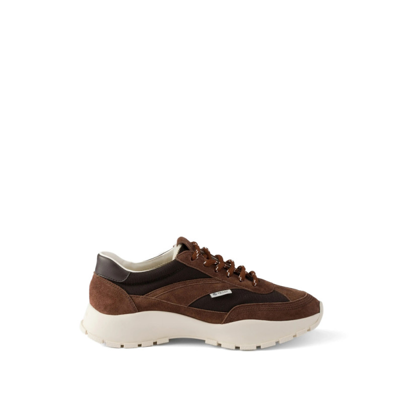 Prada Mesh Fabric And Suede Sneakers