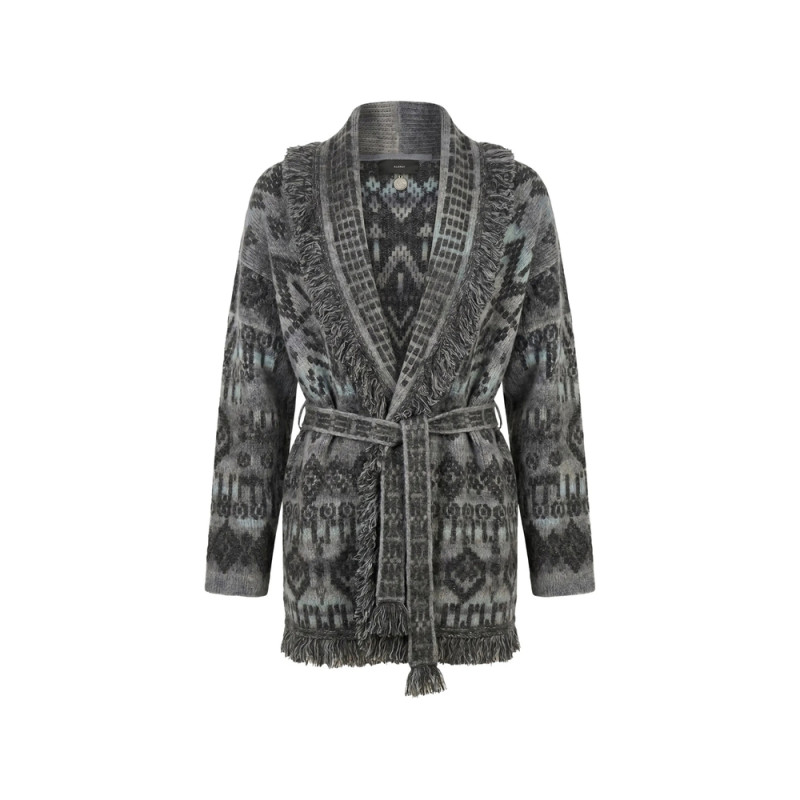 Alanui Time To Shine Jacquard Fringe-trim Cardigan