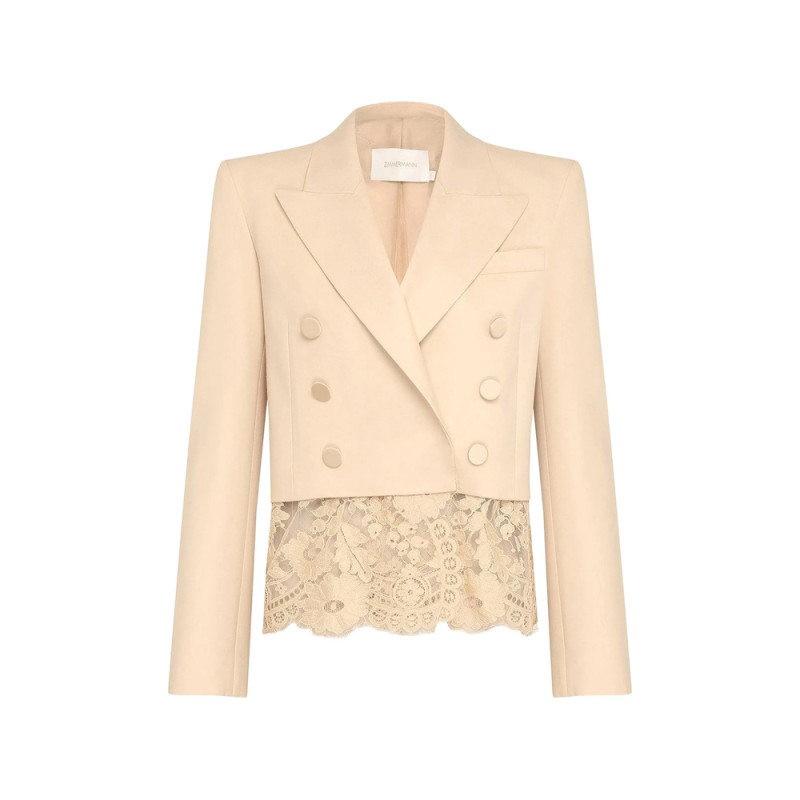 Zimmermann Valiant Lace Cropped Blazer