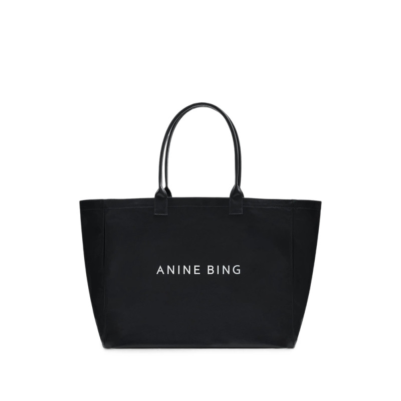 Anine Bing LEO COATED CANVAS TOTE - BLACK