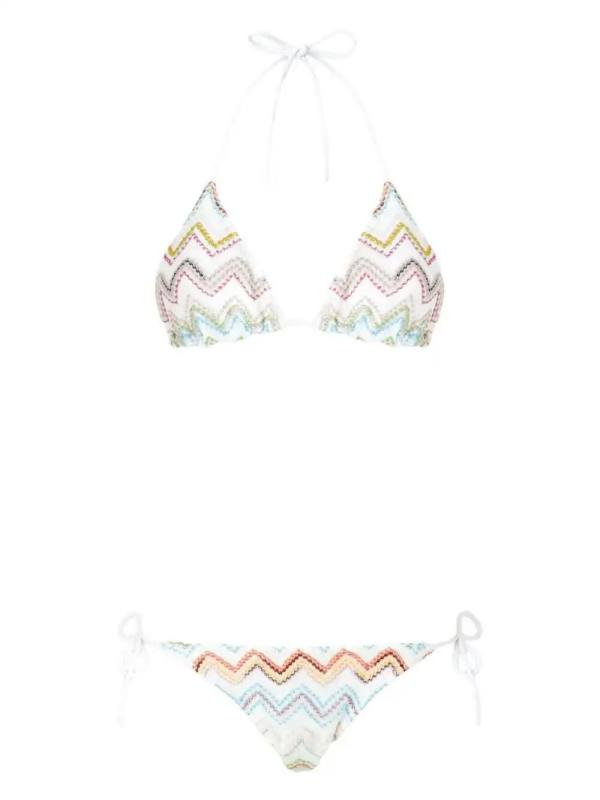 zigzag-knit bikini set