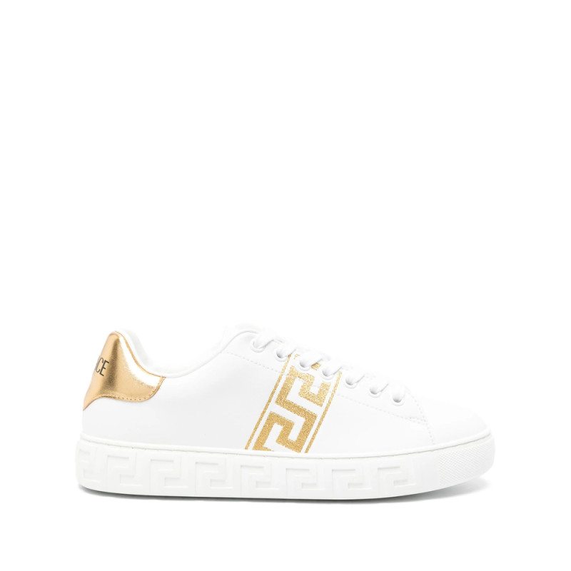 Versace Greca-embroidered Leather Sneakers