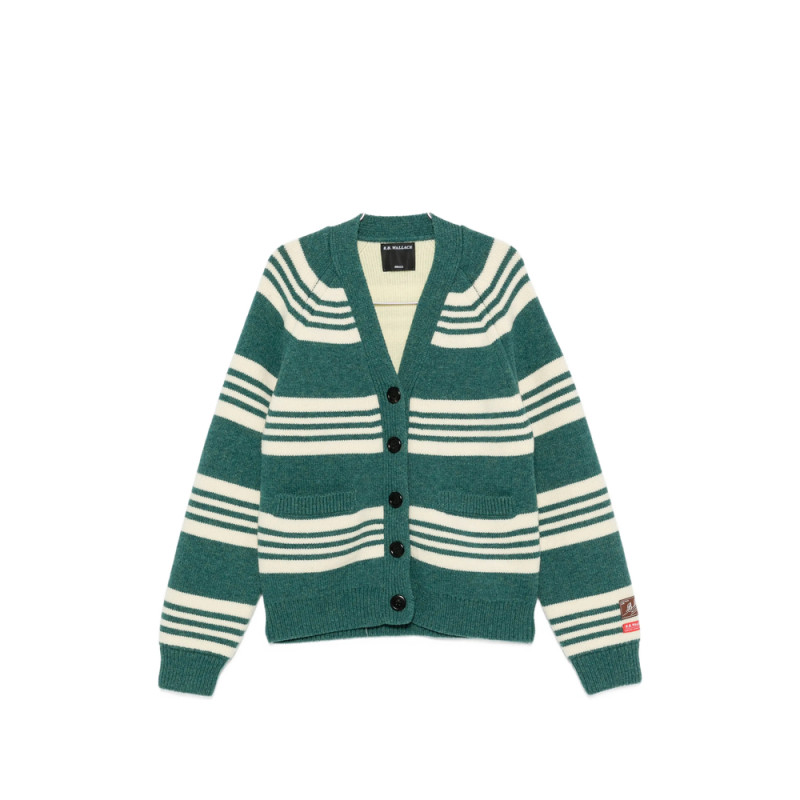 B. b. Wallace Horizontal-stripe Button-up Cardigan