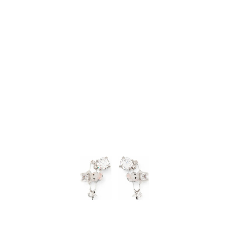 Yvmin Woven Mini Rabbit Safety-pin Earrings