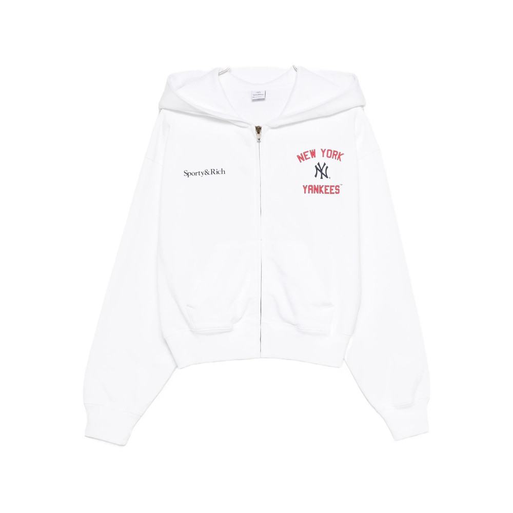 Sporty & Rich Homerun Zip-up Cropped Hoodie