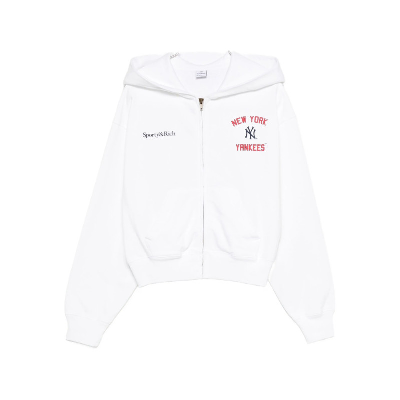 Sporty & Rich Homerun Zip-up Cropped Hoodie