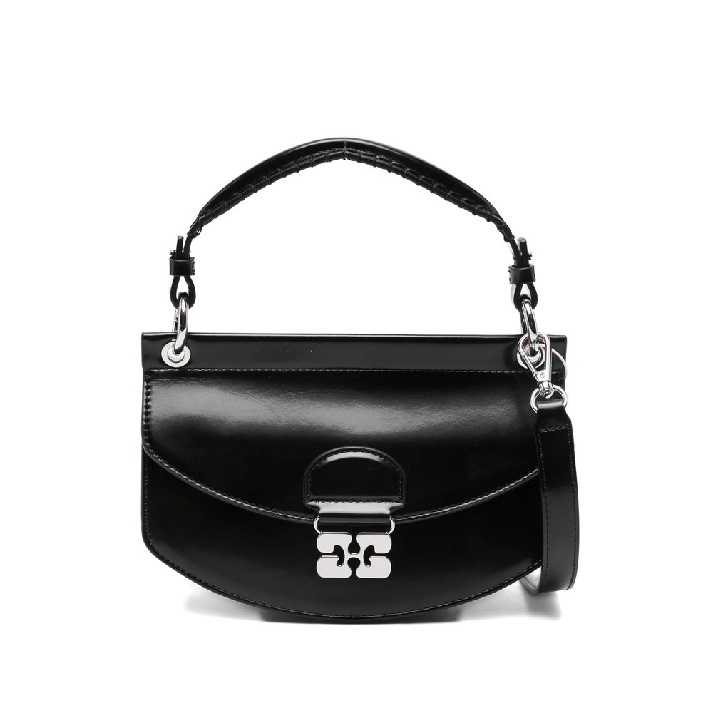 Ganni Curved Leather Cross Body Bag