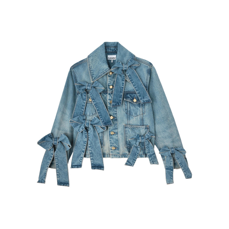 Ganni Bow-embellished Denim Jacket