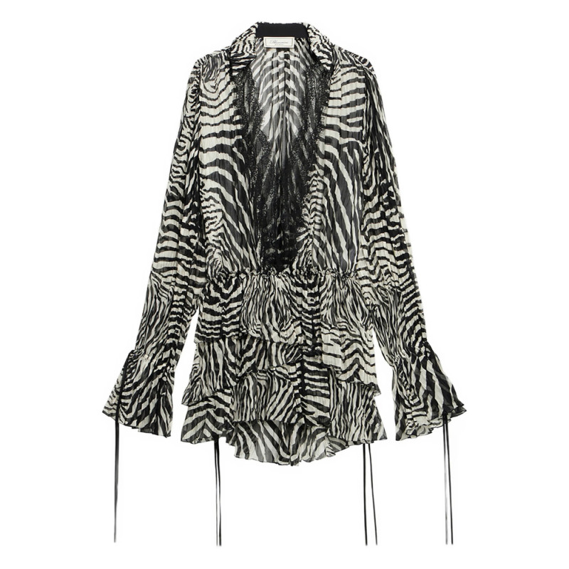 Blumarine Lace-trim Zebra-print Mini Dress