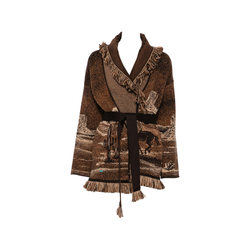 Alanui Fringe-trimmed Jacquard Cardigan