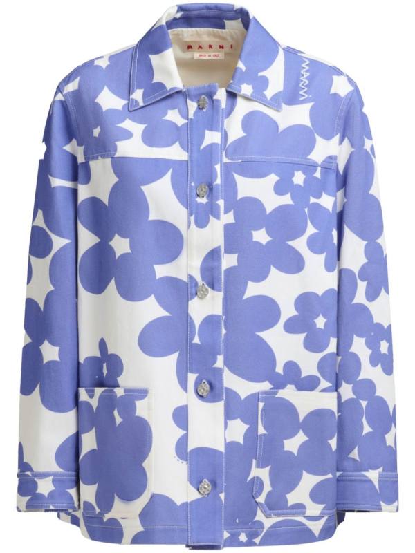floral-print shirt jacket