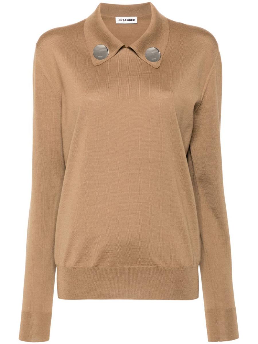 polo-collar wool jumper