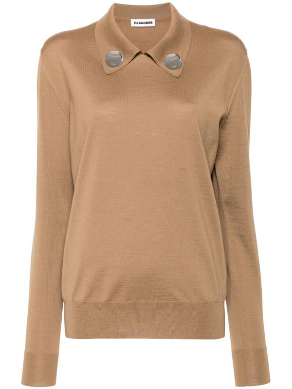 polo-collar wool jumper