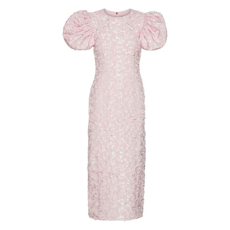 Rotate Puff-sleeve Jacquard Maxi Dress
