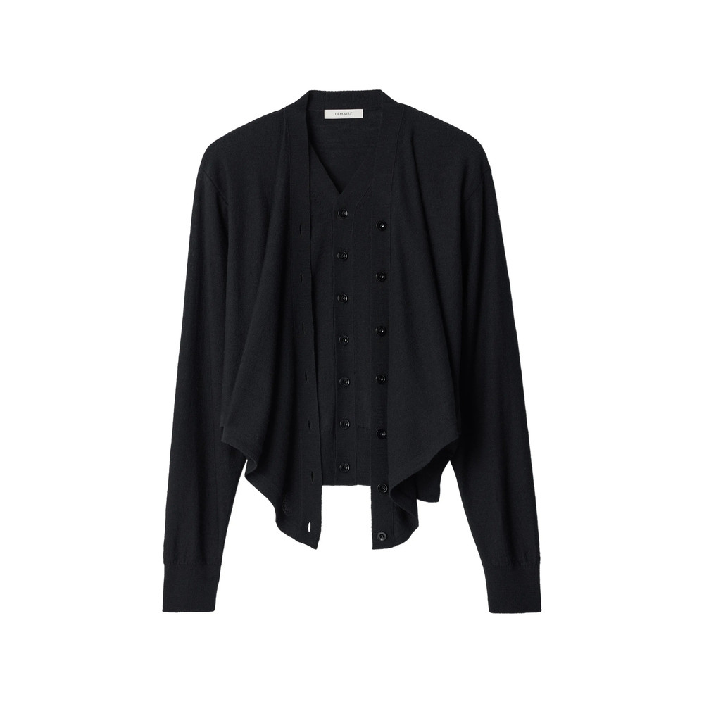 Lemaire Trompe-l'ail Cardigan In Merino Wool Blend