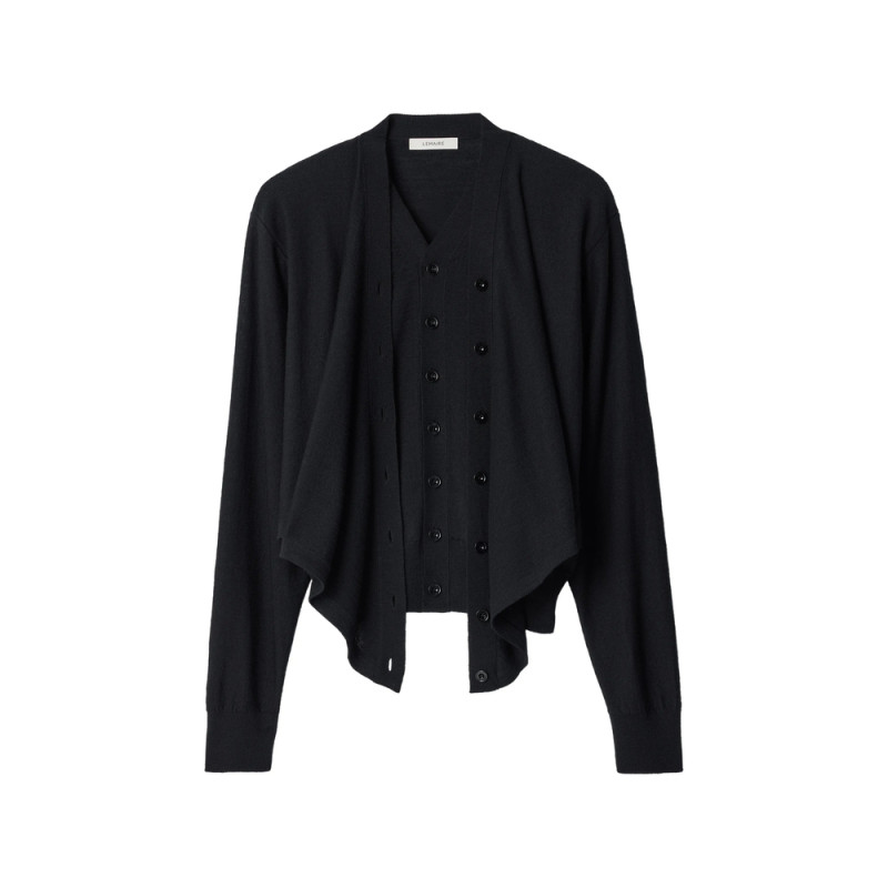 Lemaire Trompe-l'ail Cardigan In Merino Wool Blend