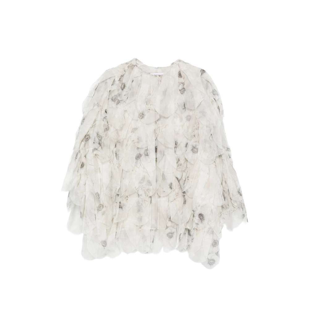 Max Mara Chiffon Floral Ruffled Jacket