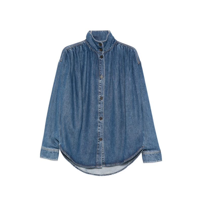 Iro Julie Button High-neck Denim Jacket