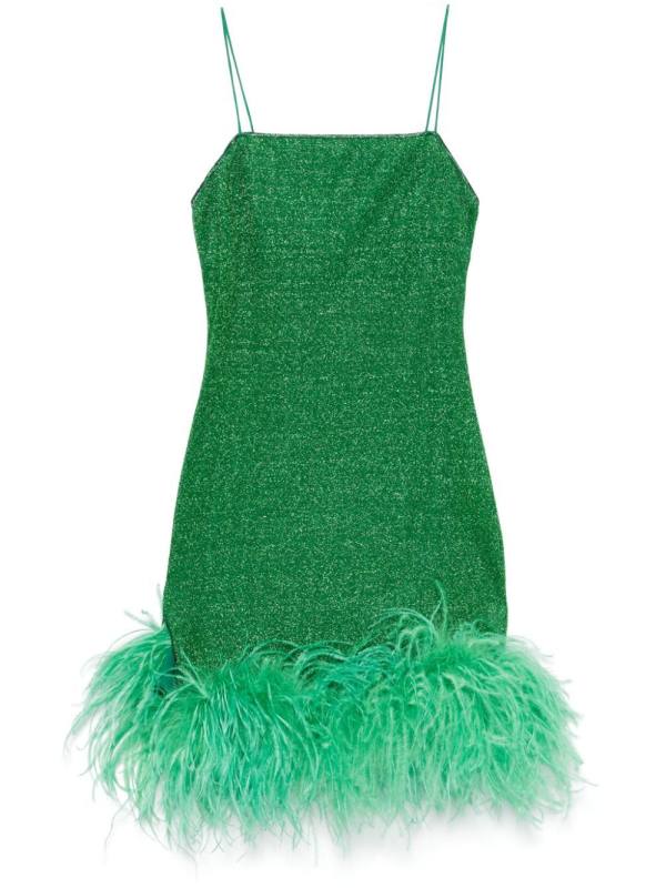 feather-trim mini dress