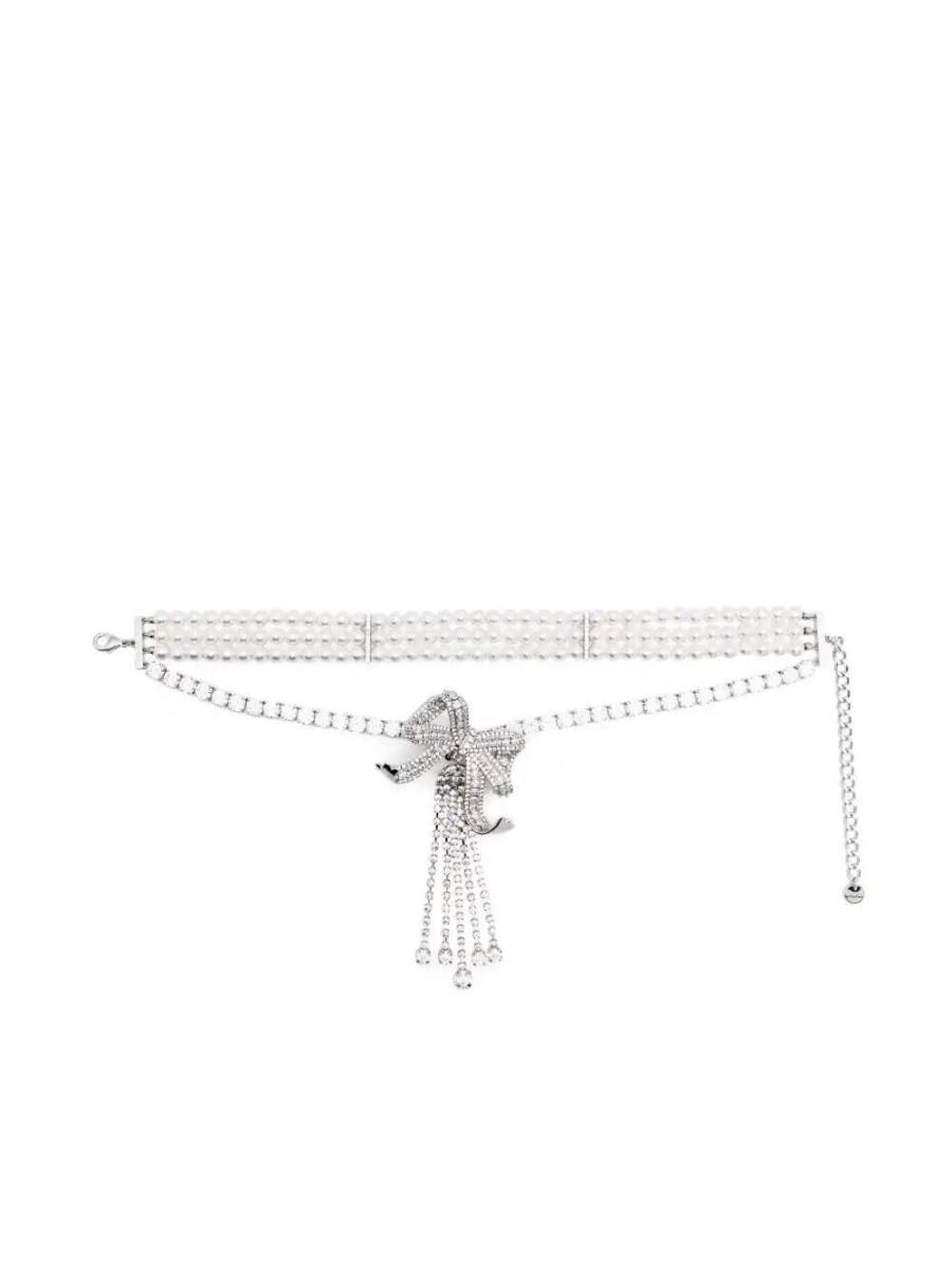 crystal bow-droplet necklace