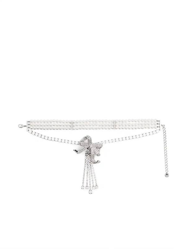 crystal bow-droplet necklace