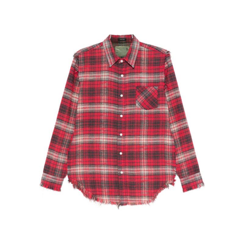 R13 Frayed Check-pattern Shirt