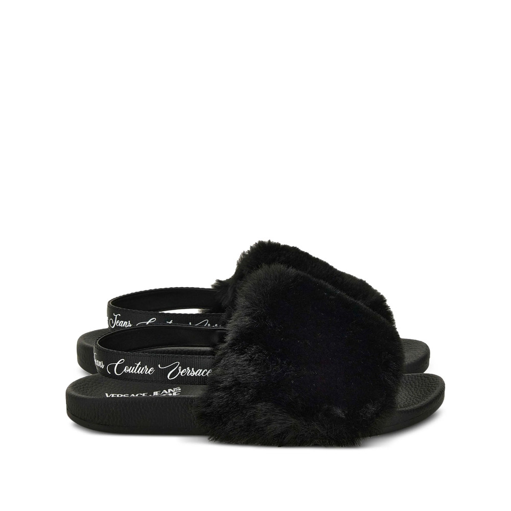Versace Jeans Couture Fur-trimmed Slingback Slides