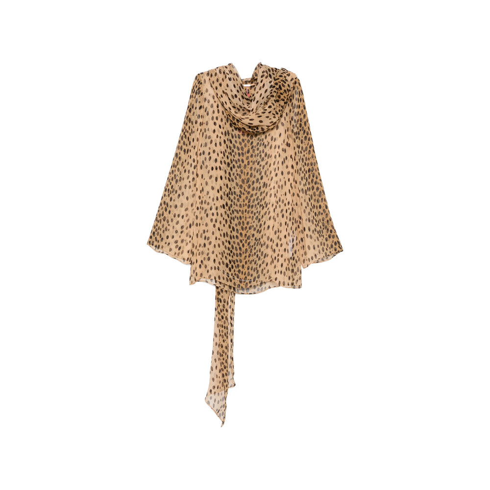 Cult Gaia Beaux Cheetah-print Hooded Blouse